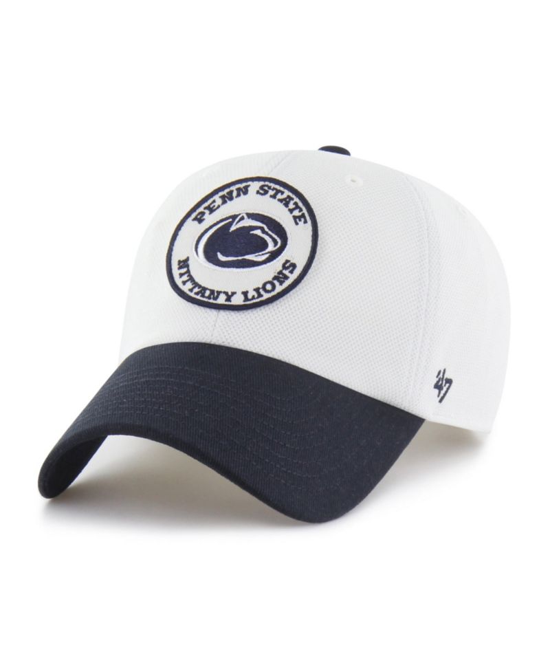 Men's and Women's '47 White/Navy Penn State Nittany Lions Pique Patch Clean Up Adjustable Hat