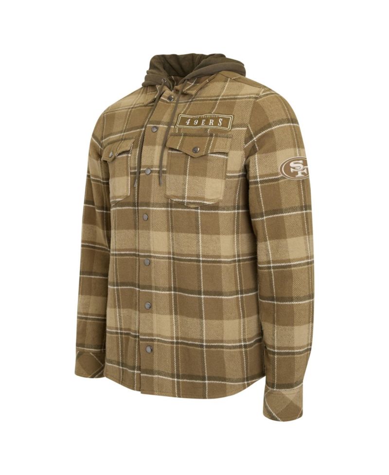 Men's Brown/Olive San Francisco 49ers Woven Hooded Full-Snap Shacket