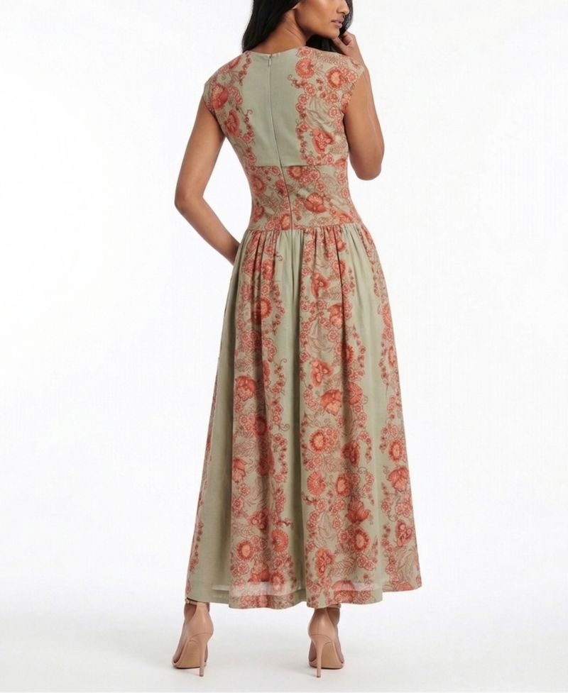 Women's V-Neck Floral Print A-Line Dress