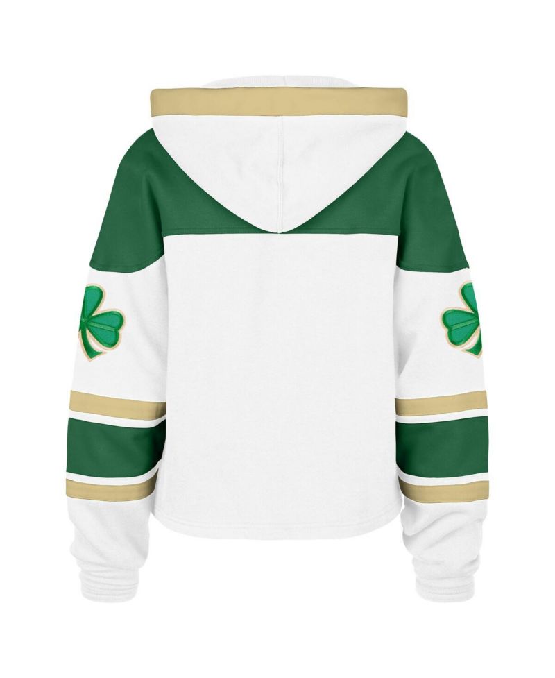 Women's White Boston Bruins McLucky Cropped Lacer Hoodie