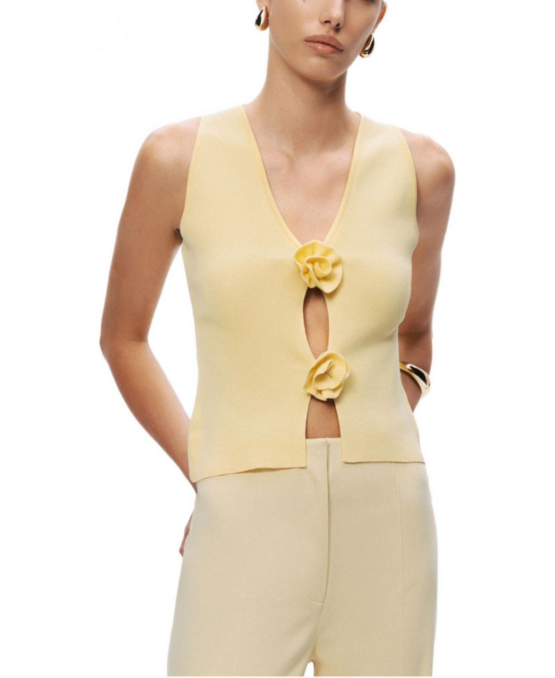 Women's Floral Cut-Out Knit Top