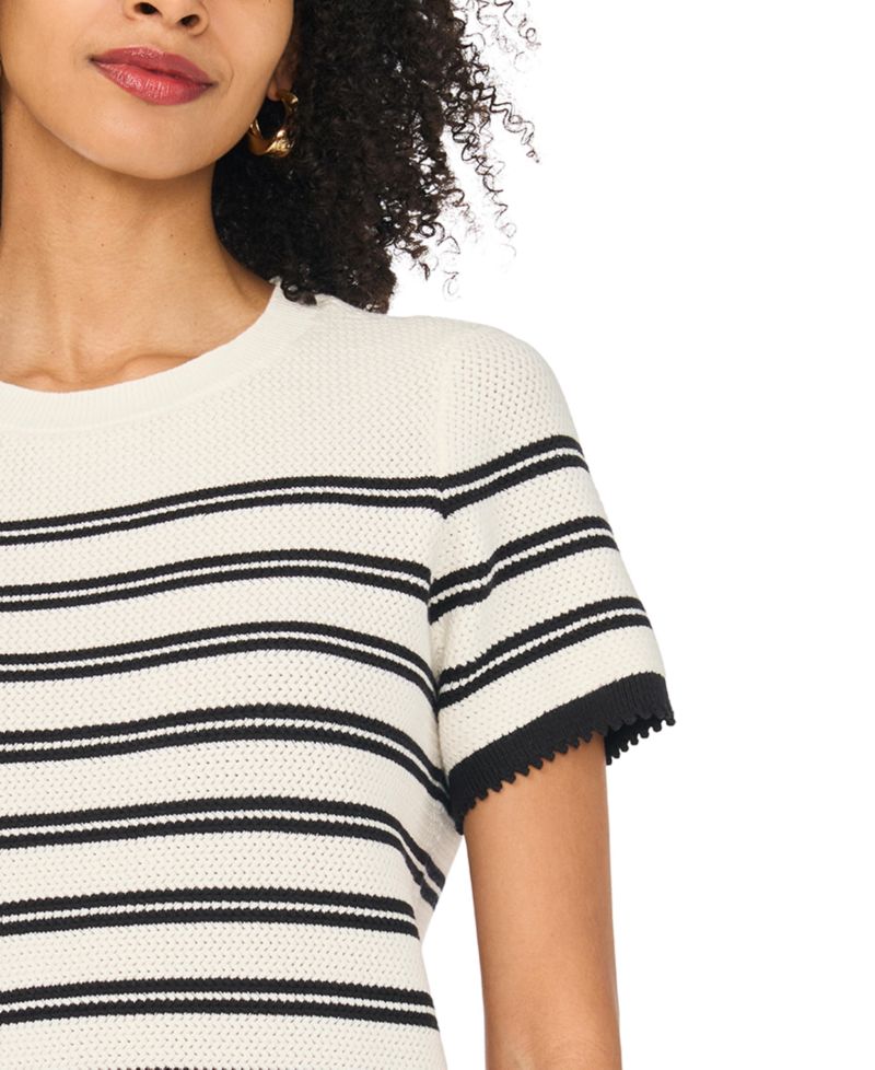 Women's Cotton Striped Crewneck Sweater