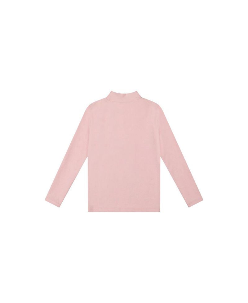 Little and Big Girl 6- 14 Brushed Rib Mock Neck Top