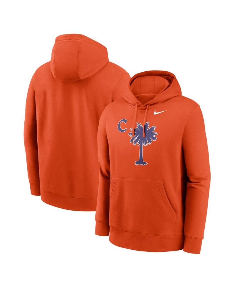 Men's Orange Clemson Tigers Palmetto C Club Fleece Pullover Hoodie