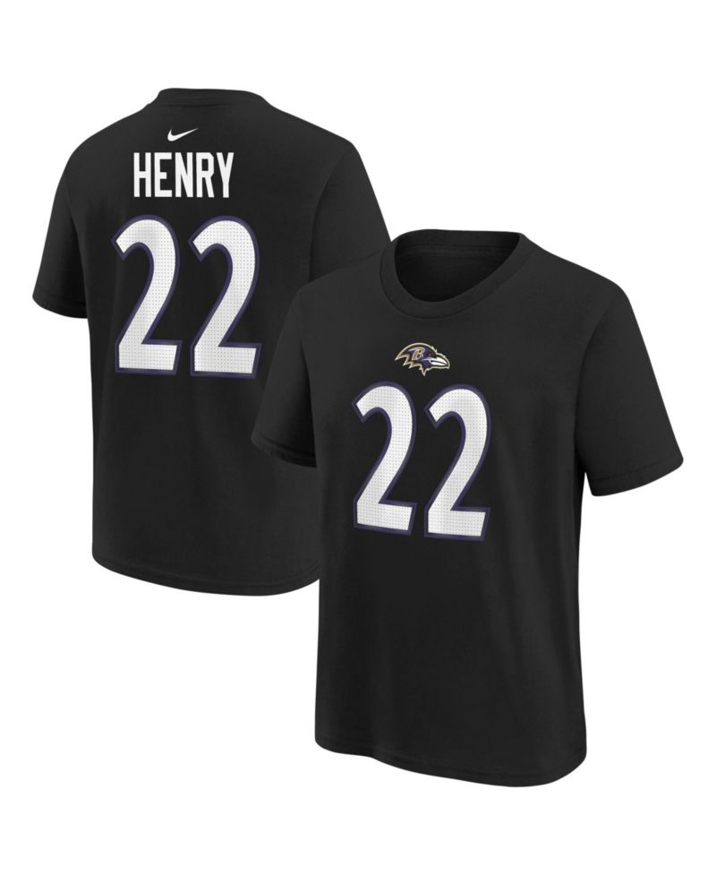 Big Boys and Girls Derrick Henry Black Baltimore Ravens Player Name & Number T-Shirt
