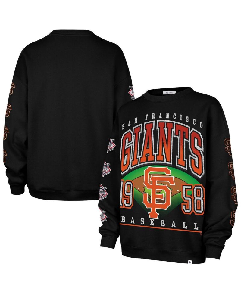Women's Black San Francisco Giants Trendy Team Go Big Oversized Sweatshirt