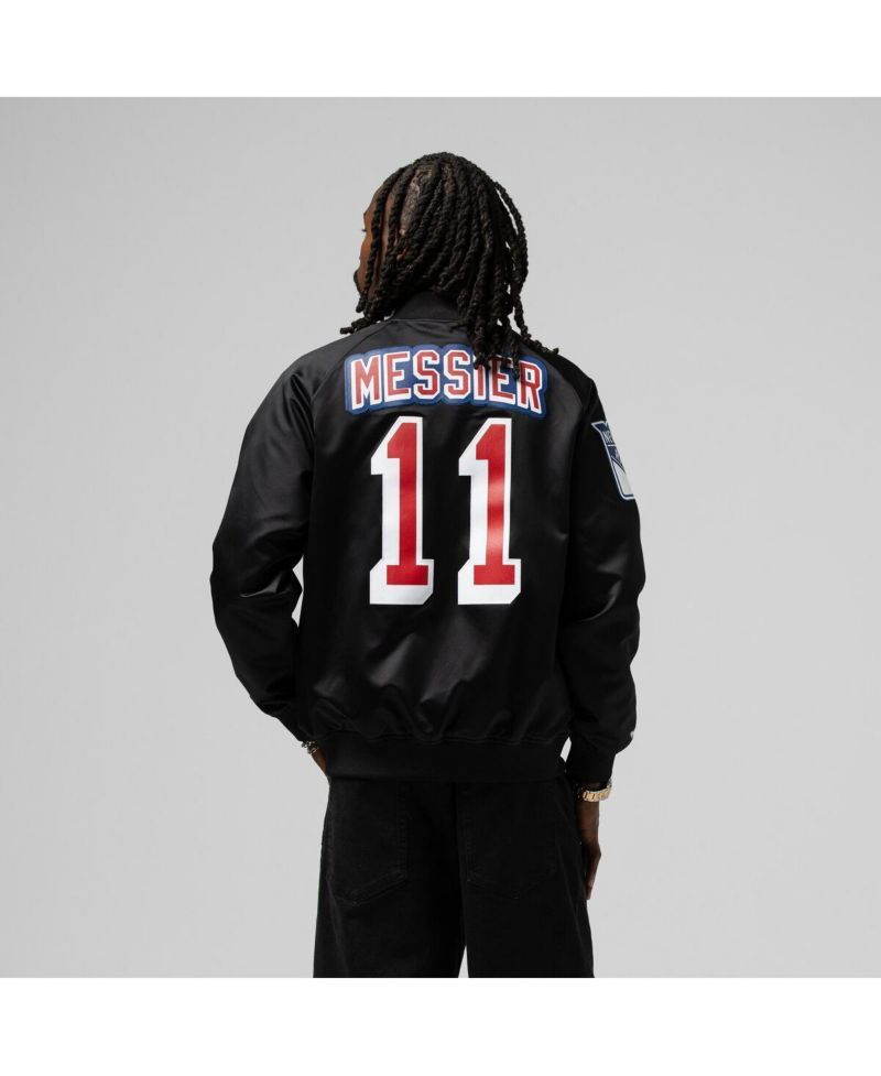 Men's and Women's Mark Messier Black New York Rangers Maxxed Out Full-Zip Satin Jacket