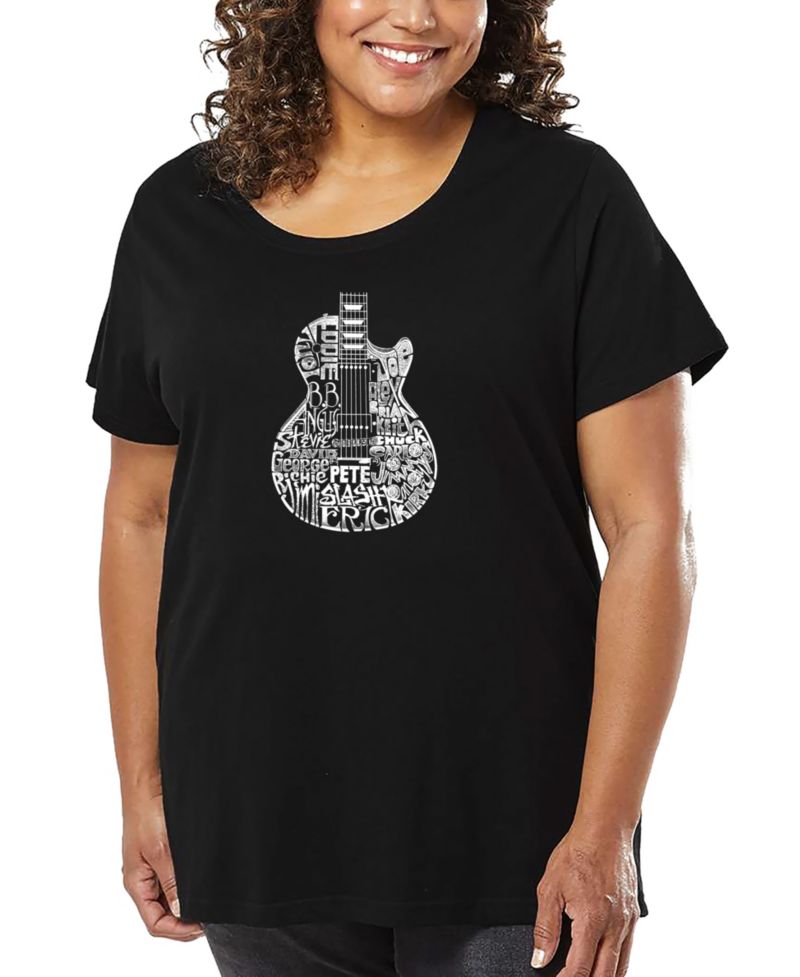 Plus Size Rock Guitar Head Word Art T-Shirt