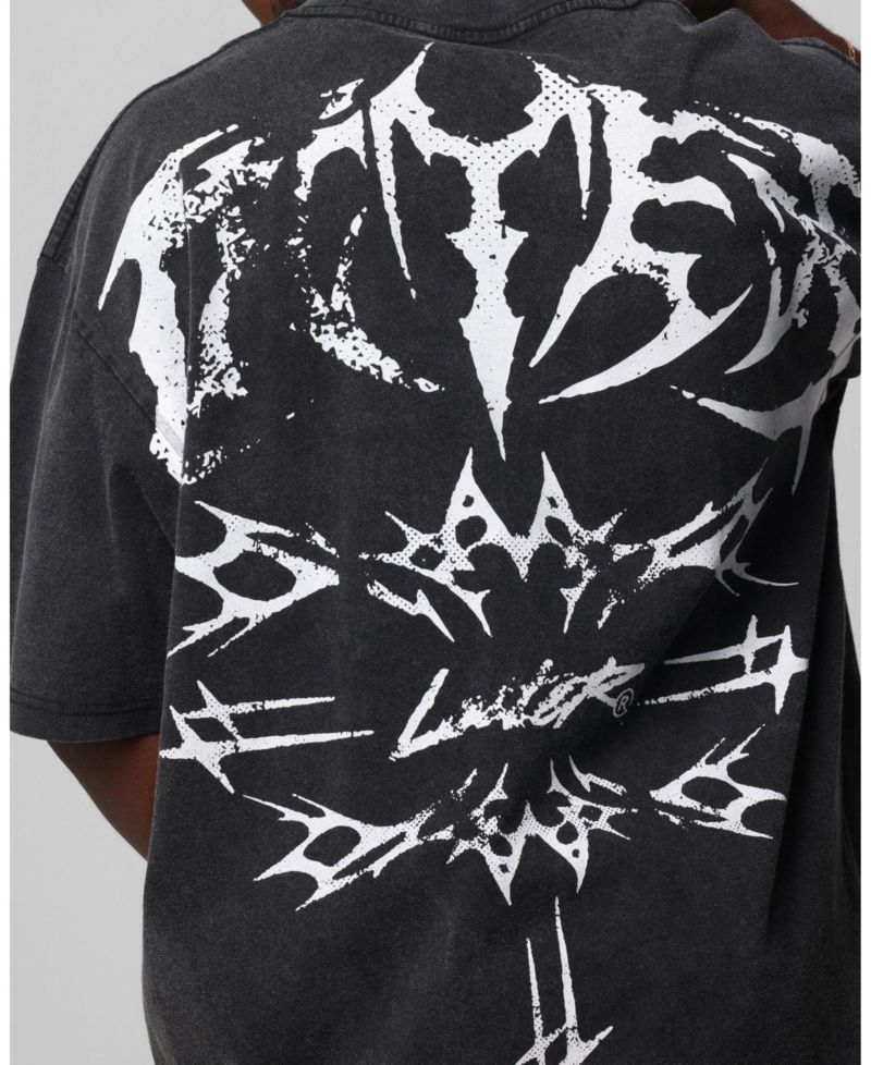 Men's Metal Stacked Vintage Graphic Oversized Dropped-Shoulder T-Shirt