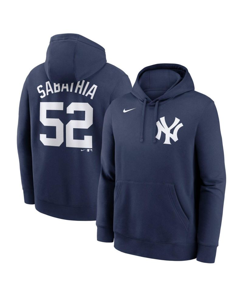 Men's CC Sabathia Navy New York Yankees Retired Player Name & Number Club Pullover Hoodie