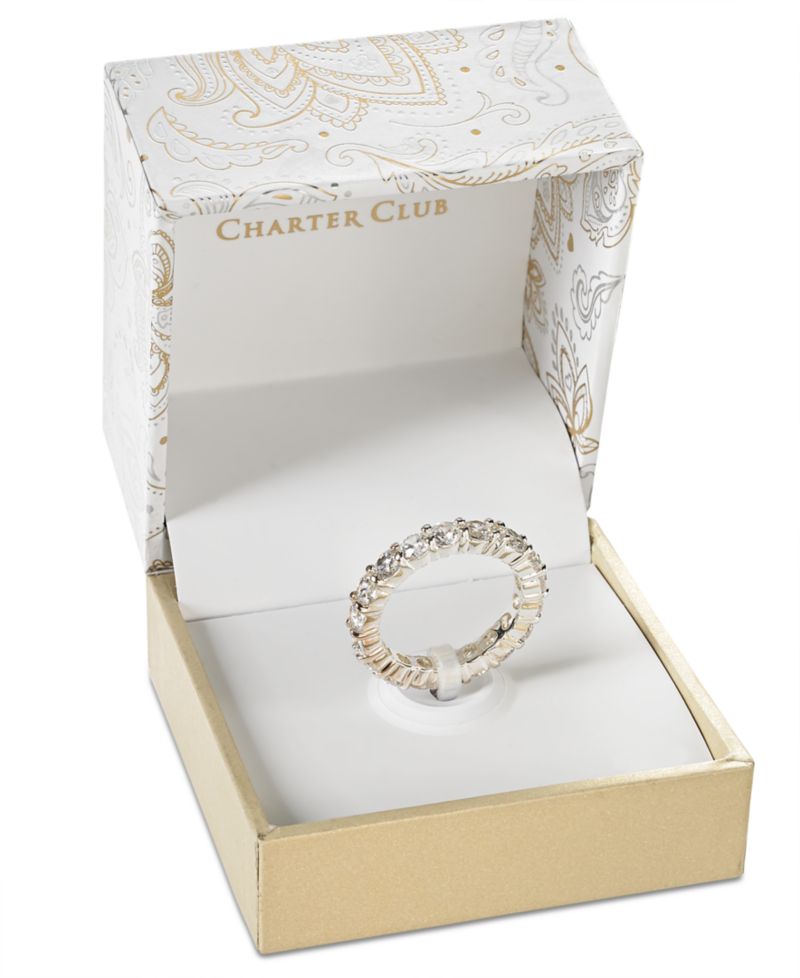 Crystal All-Around Ring in Fine Silver Plate