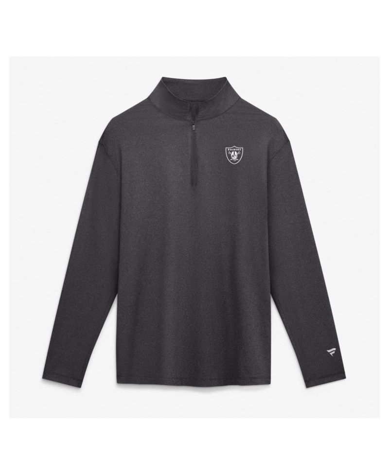 Men's Charcoal Las Vegas Raiders Clutch Quarter-Zip Pullover Sweatshirt