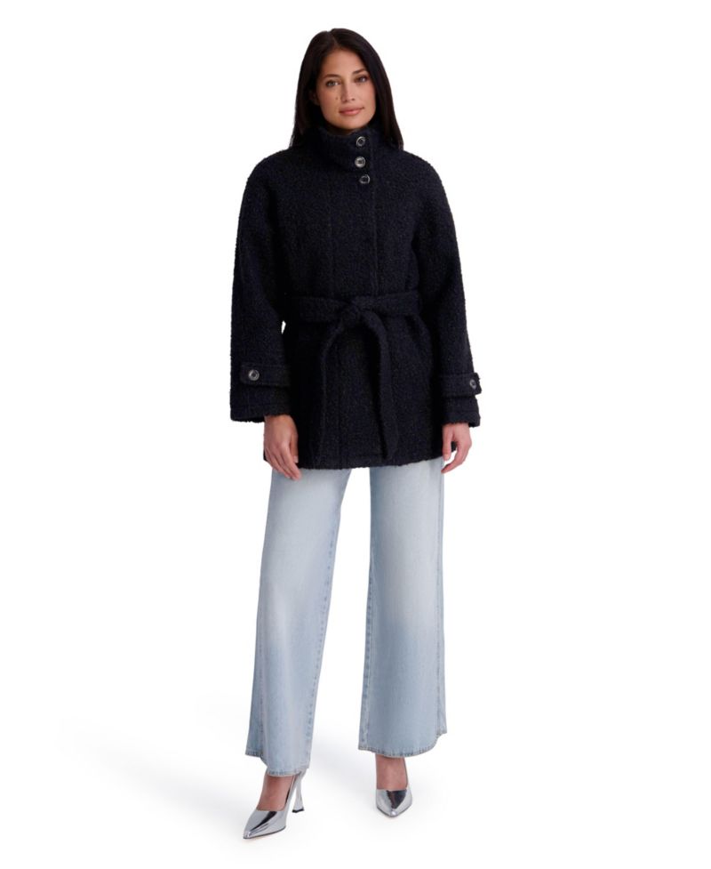 Women's Belted Faux-Boucle Jacket