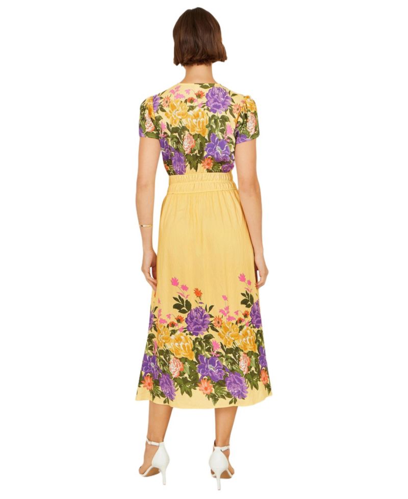 Women's Floral Mirror Print Viscose Midi Dress