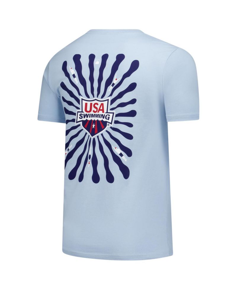 Men's Women's Light Blue USA Swimming Swim Meet 2.0 T-Shirt