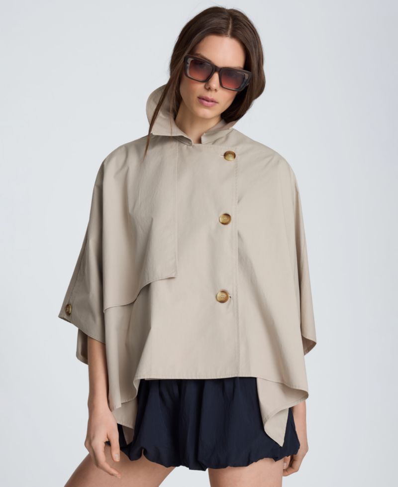 Women's Notch Collar Trench Cape Jacket