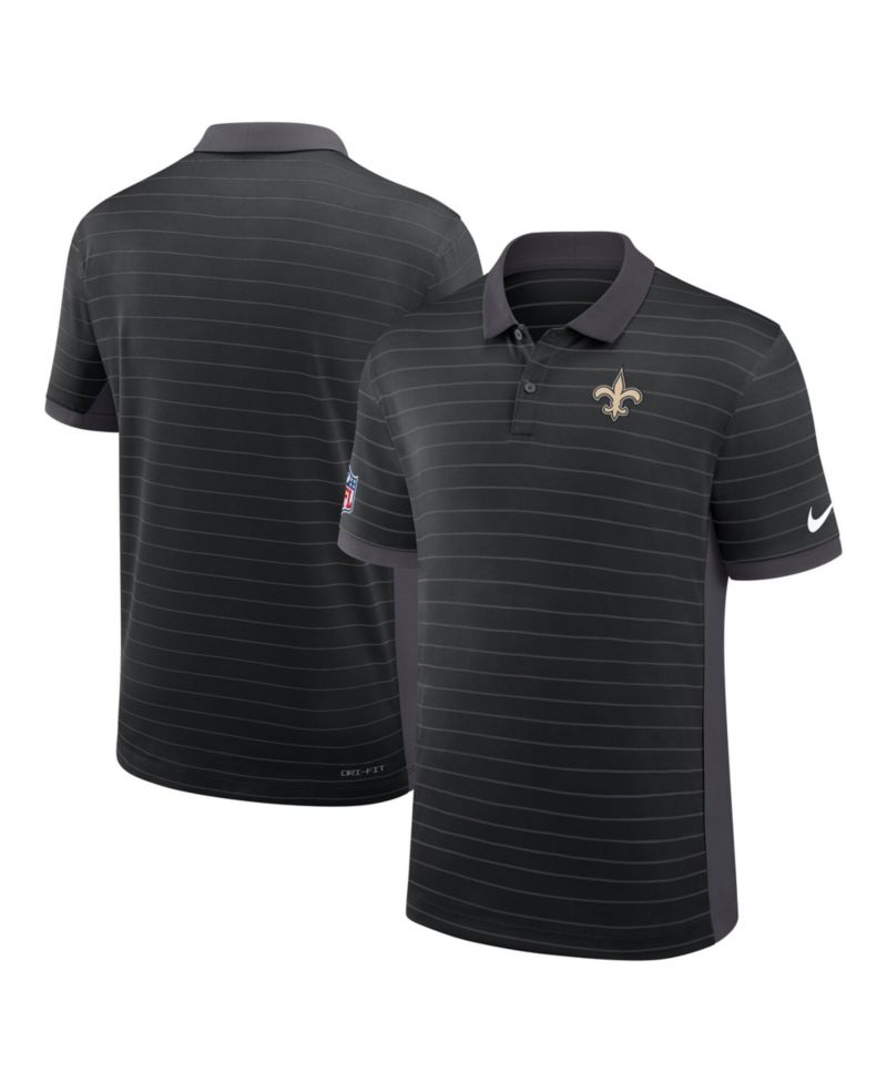 Men's Black New Orleans Saints Sideline Victory Stripe Dri-FIT Polo Shirt