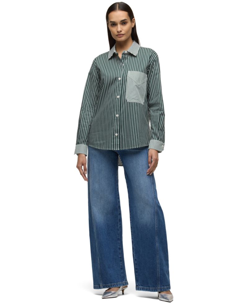 Women's Oversized Long-Sleeve Button-Down Shirt