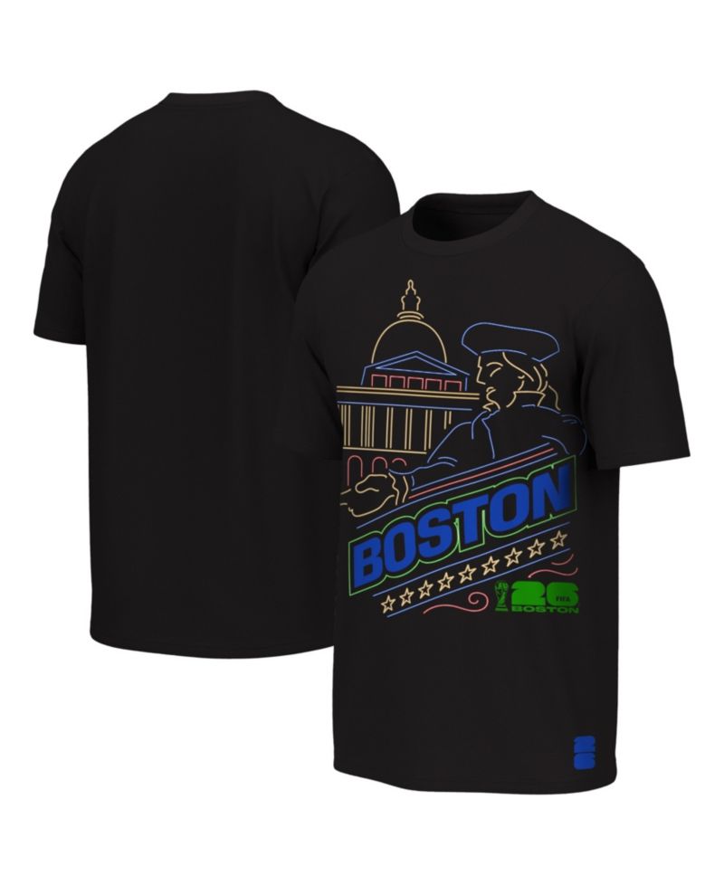Big Boys and Girls Black FIFA World Cup 2026 Boston Neon City Night T-Shirt