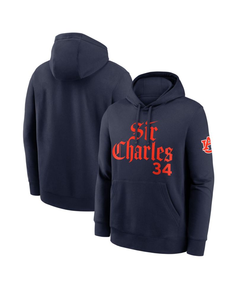 Men's Charles Barkley Navy Auburn Tigers Name & Number Club Fleece Hoodie
