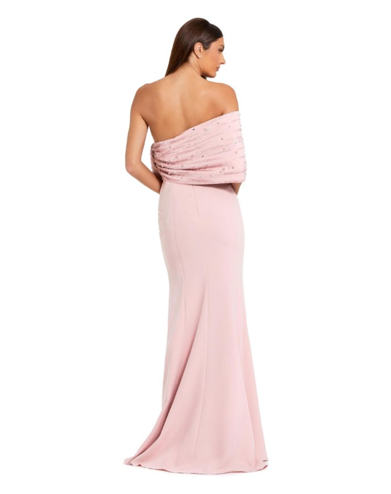 Women's Beaded Off-the-Shoulder Satin Trumpet Gown