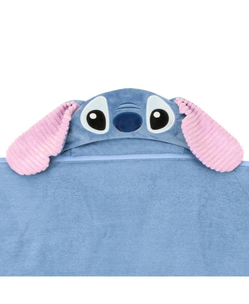 Baby Lambs and Ivy Disney Stitch Luxury Blue Cotton Terry Hooded Bath Towel