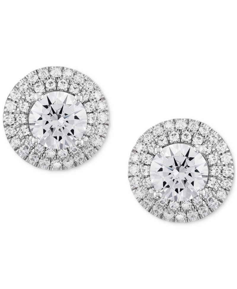 Lab Grown Diamond Double Halo Earrings (2 ct. t.w.) in 14k White or Yellow Gold