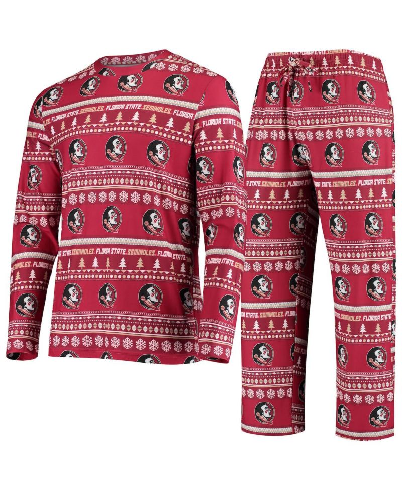 Men's Garnet Florida State Seminoles Ugly Sweater Knit Long Sleeve Top and Pant Set