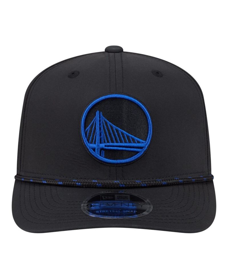 Men's Black Golden State Warriors Sport Rope Vented Stretch-Snap 9SEVENTY Hat
