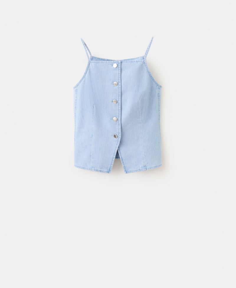 Women's Buttoned Denim Vest