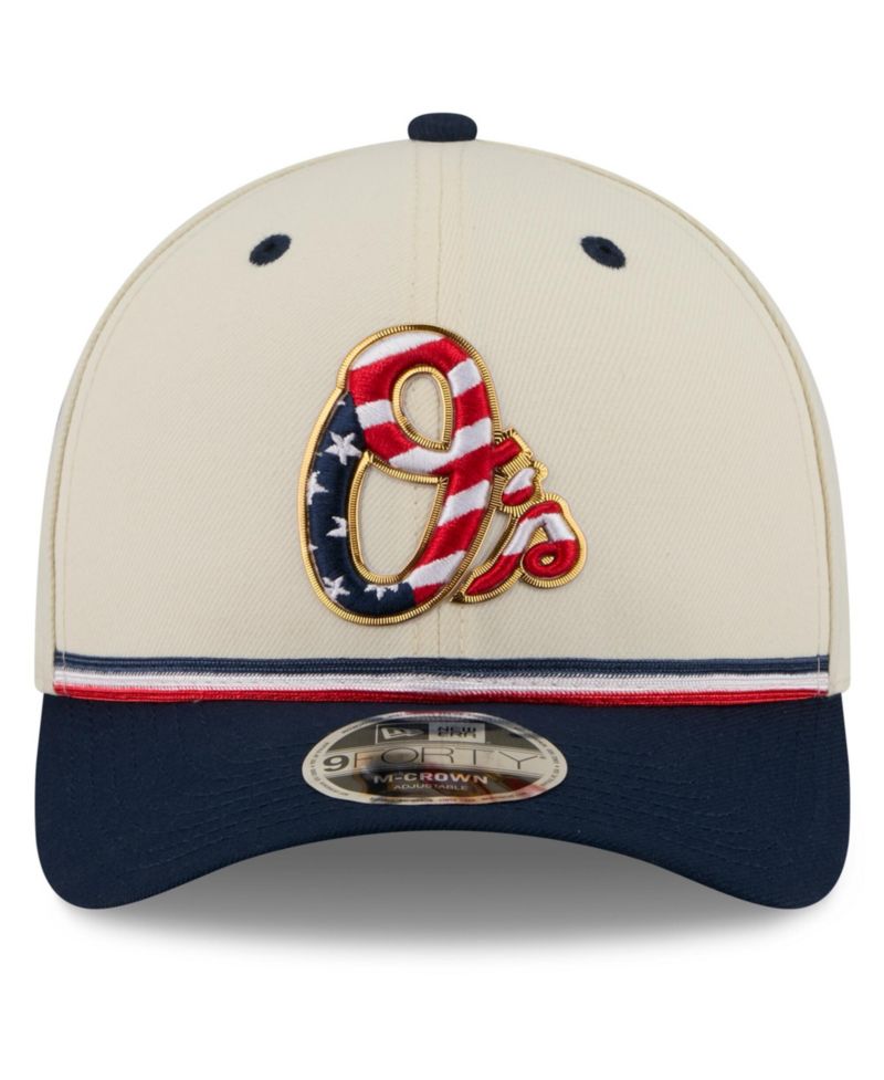 Big Boys and Girls Cream/Navy Baltimore Orioles USA 250 9FORTY M-Crown Adjustable Hat