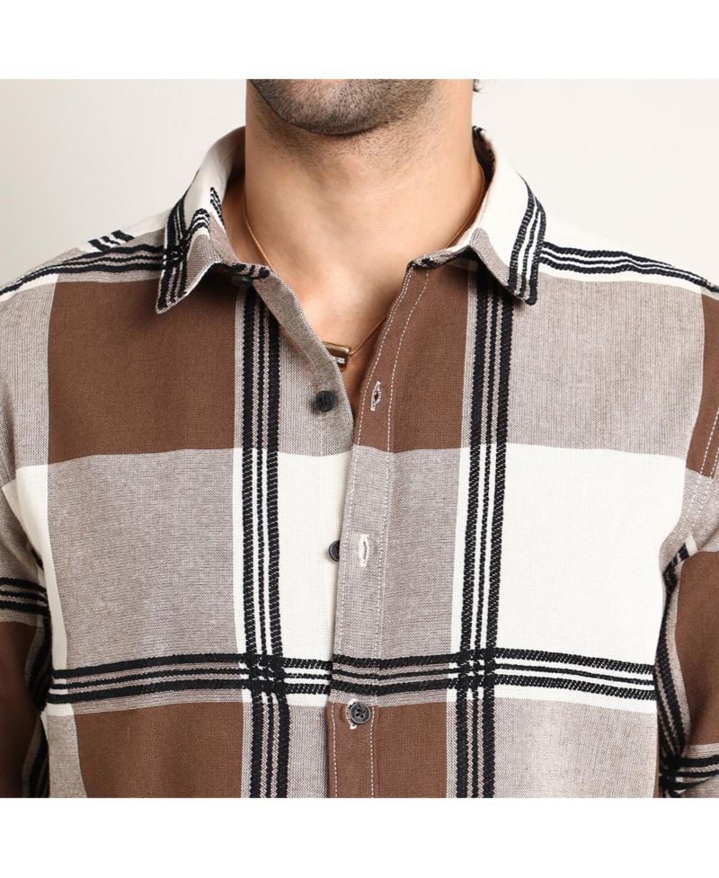 Men's Russet Brown Overlap Buffalo Shirt