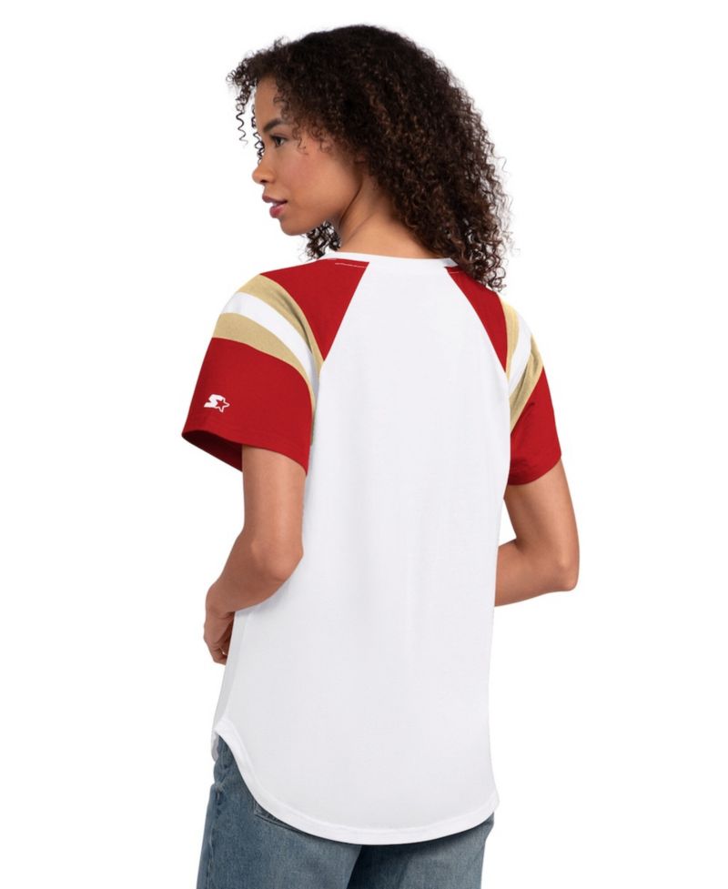Women's White San Francisco 49ers Game On Notch Neck T-Shirt