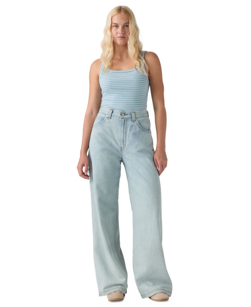 Women's Cinch-Waist Carpenter Lightweight Baggy Jeans