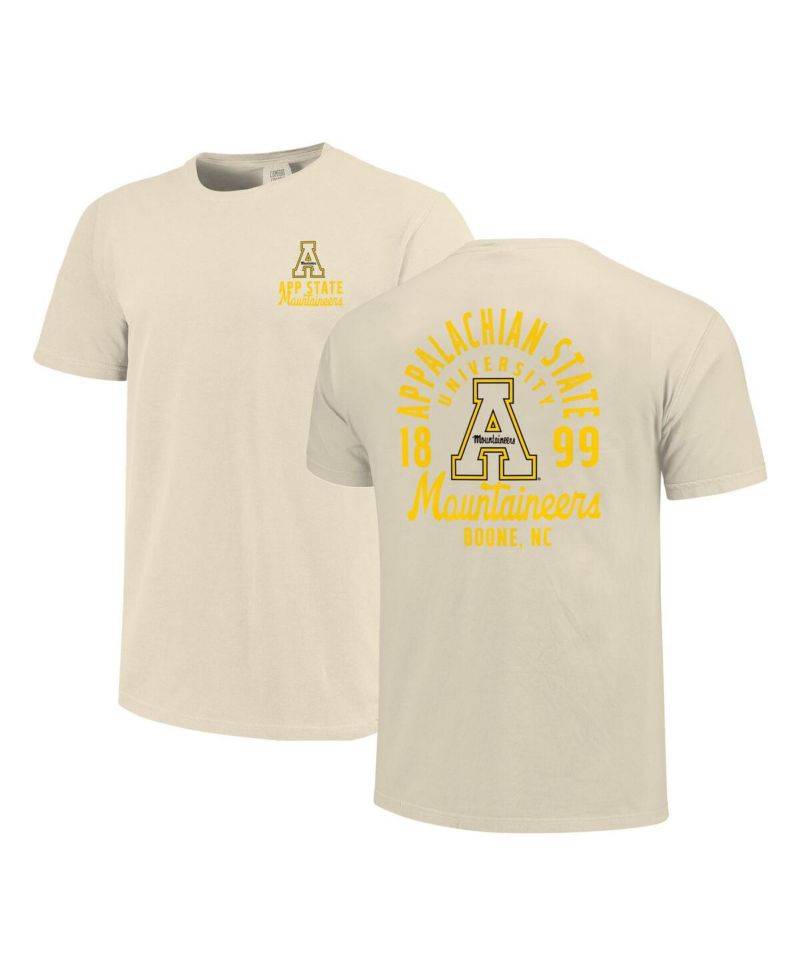 Men's Cream Appalachian State Mountaineers Comfort Colors Mascot Overlay T-Shirt