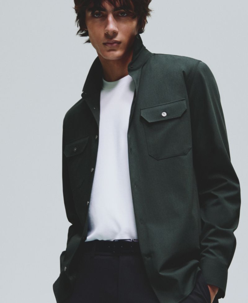 Men's Pockets Detail Stretch Fabric Overshirt
