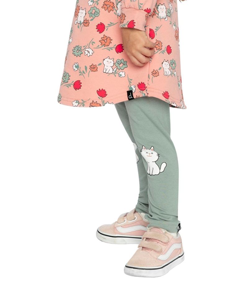 Little and Big Girl(6-8) Cotton Leggings Sage