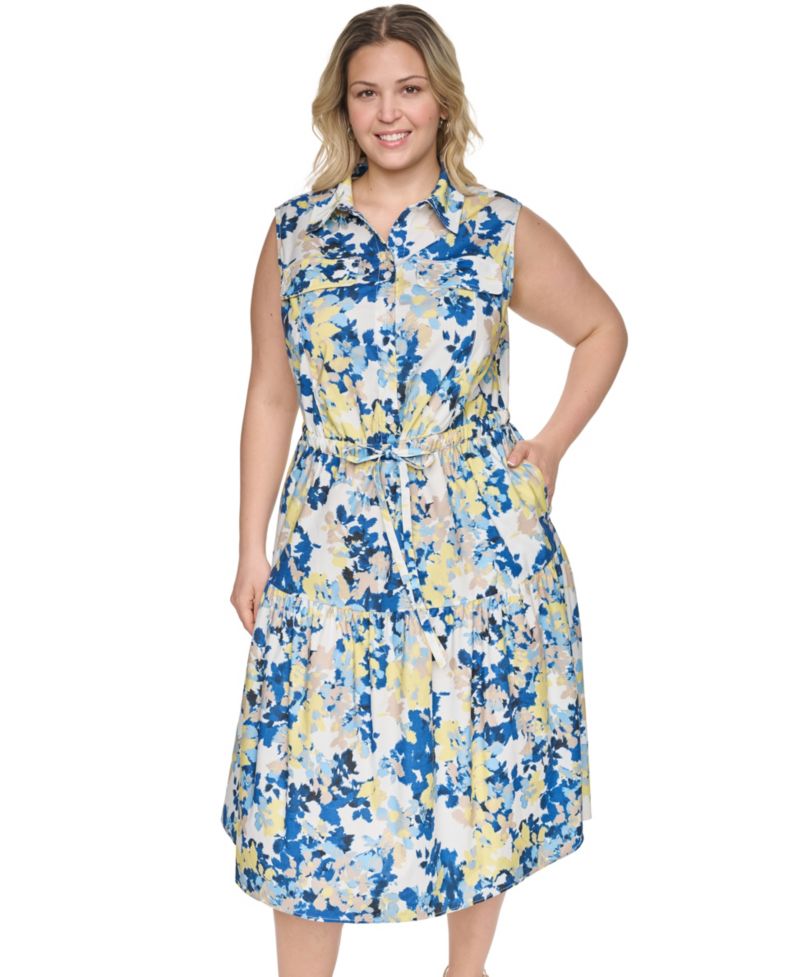 Plus Size Printed Sleeveless Dress