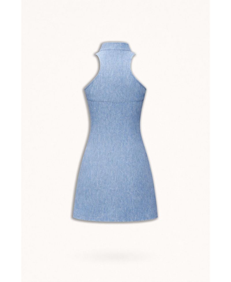 Women's Pocket and Stone Detail Halter neck Mini Dress