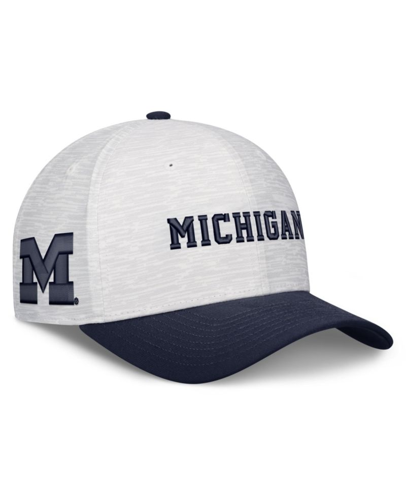 Men's and Women's White/Navy Michigan Wolverines Primetime Rise Adjustable Hat