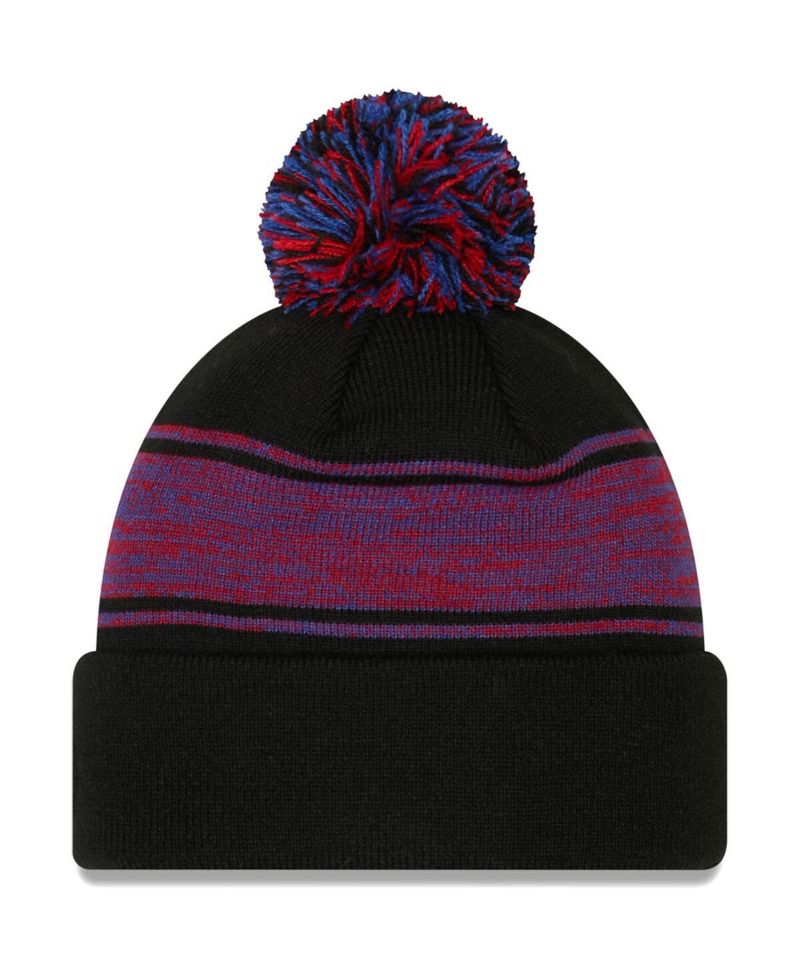 Men's Black Chicago Cubs Chilled Cuffed Knit Hat with Pom