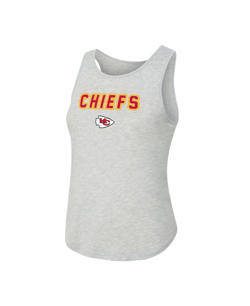 Women's 2-Piece Heather Gray/Red Kansas City Chiefs Regulate Plaid Tank Top and Pants Sleep Set