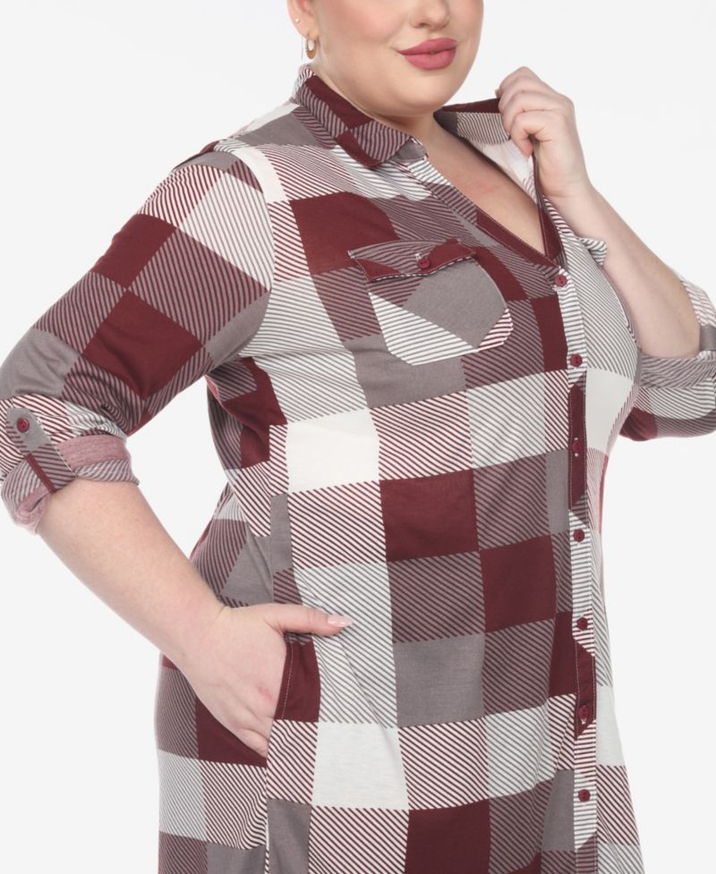 Plus Size Plaid Tunic Shirt