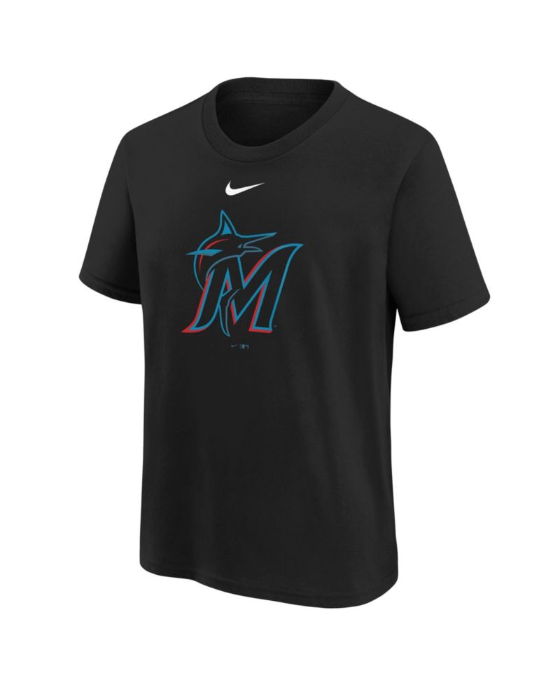 Big Boys and Girls Black Miami Marlins Large Logo T-Shirt