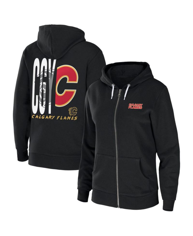 Women's Black Calgary Flames Sponge Fleece Full-Zip Hoodie