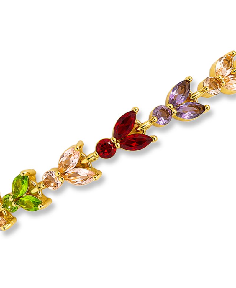 Marquise Cubic Zirconia Alternating in Red, Pink, Green, Champagne, and Purple Stones Bracelet