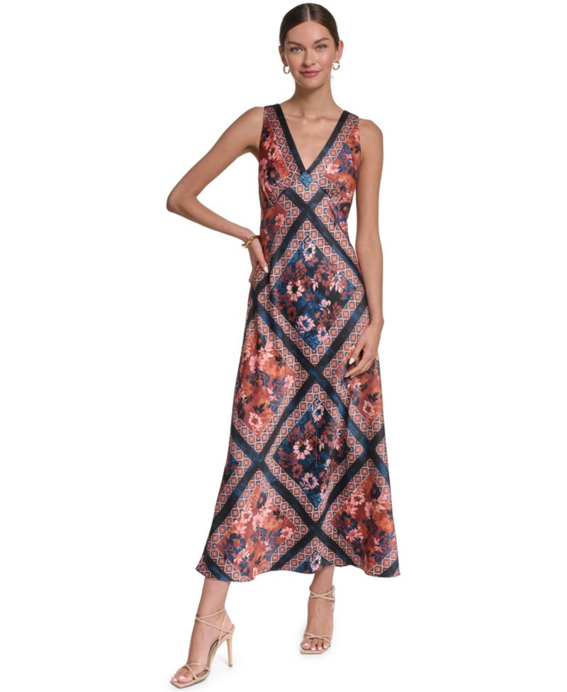 Women's Printed Satin Dress