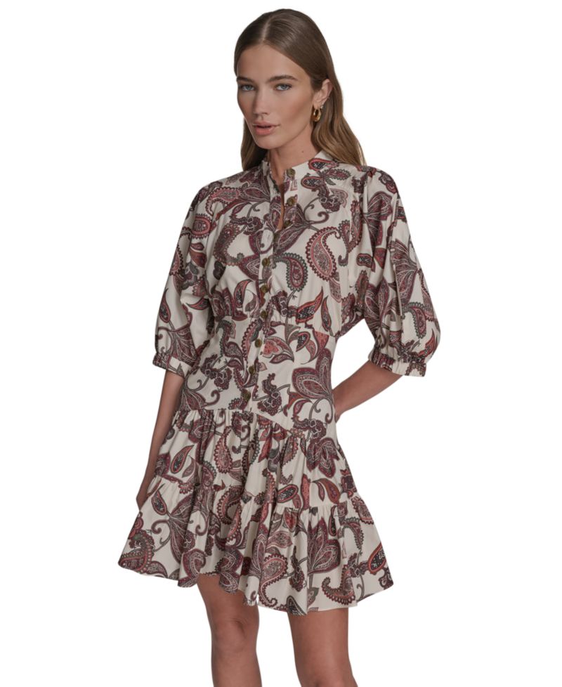 Women's Collared Short-Sleeve Fit & Flare Dress