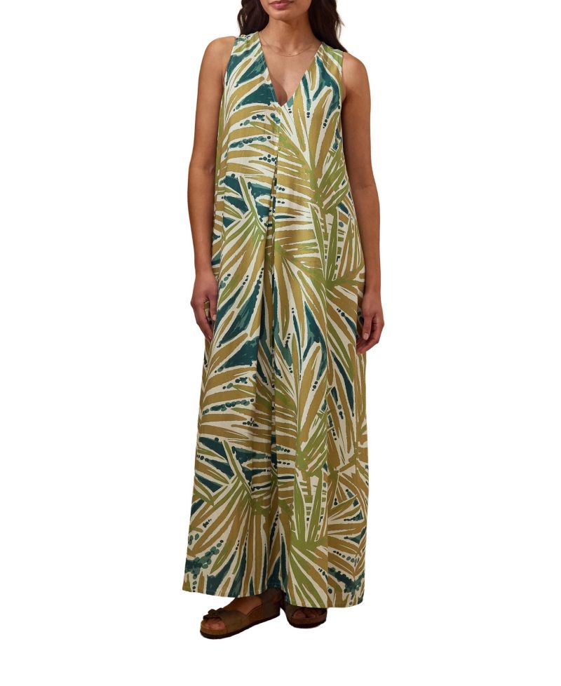 Women's Sleeveless V-Neck Linen Maxi Dress