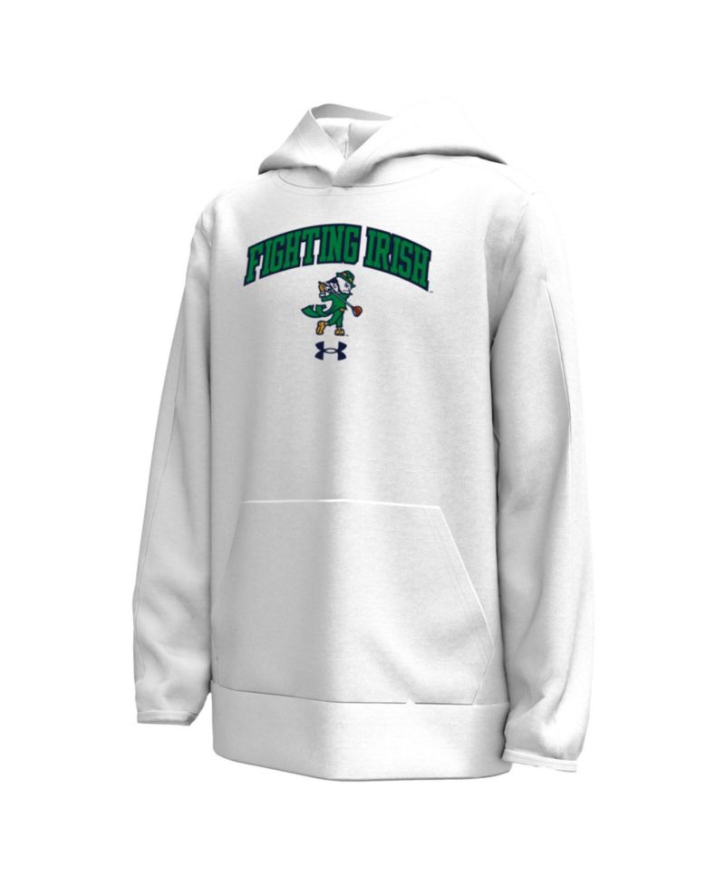 Big Boys and Girls White Notre Dame Fighting Irish Golfing Leprechaun Fleece Performance Hoodie